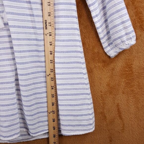 J CREW Womens Top XS White Stripe Pullover Tunic Embroidered Oversized Cotton - Picture 6 of 7